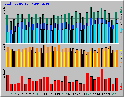 Daily usage for March 2024